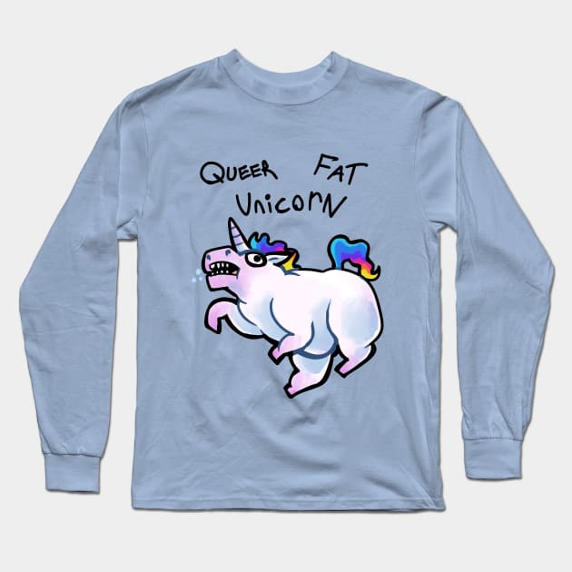 Queer fat unicorn Long Sleeve T-Shirt by Jugglingdino